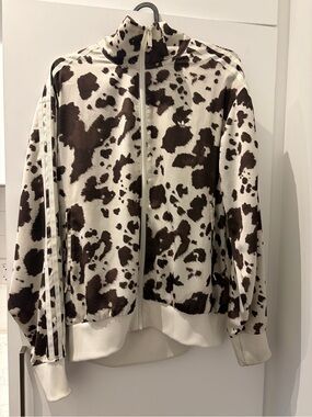 adidas Brown and White Cow Print Track Jacket